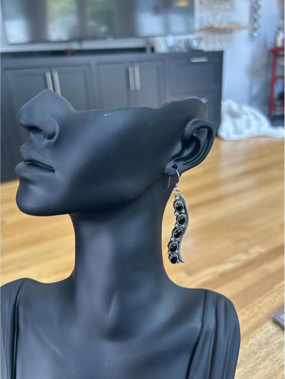 Sterling Silver Black Onix Drop Earrings